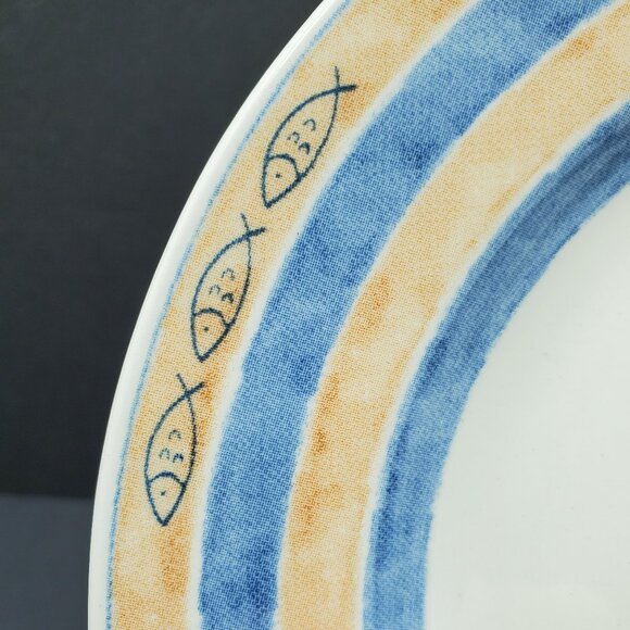 Churchill CCH16 Lighthouse Salad Plates Churchill Nautical Fish Border Plates - Picture 3 of 6